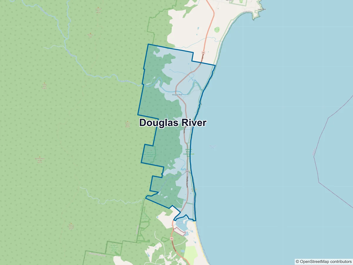 Map of Douglas River, TAS, Australia