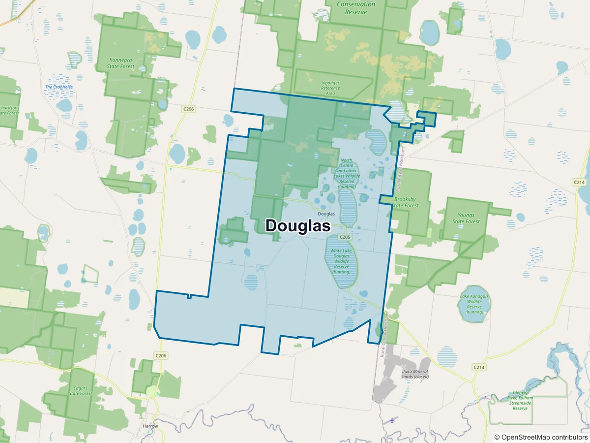 Map of Douglas, VIC, Australia