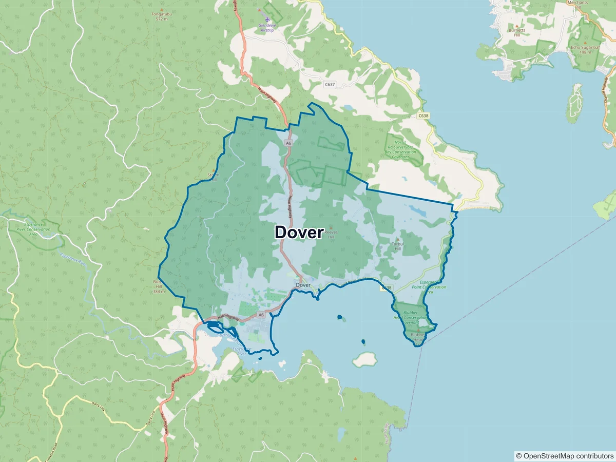 Map of Dover, TAS, Australia
