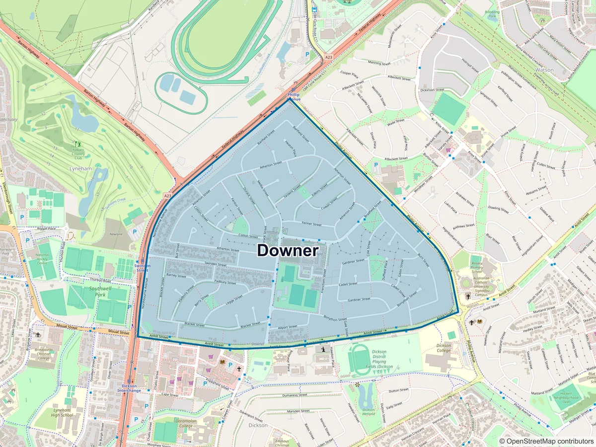 Map of Downer, ACT, Australia