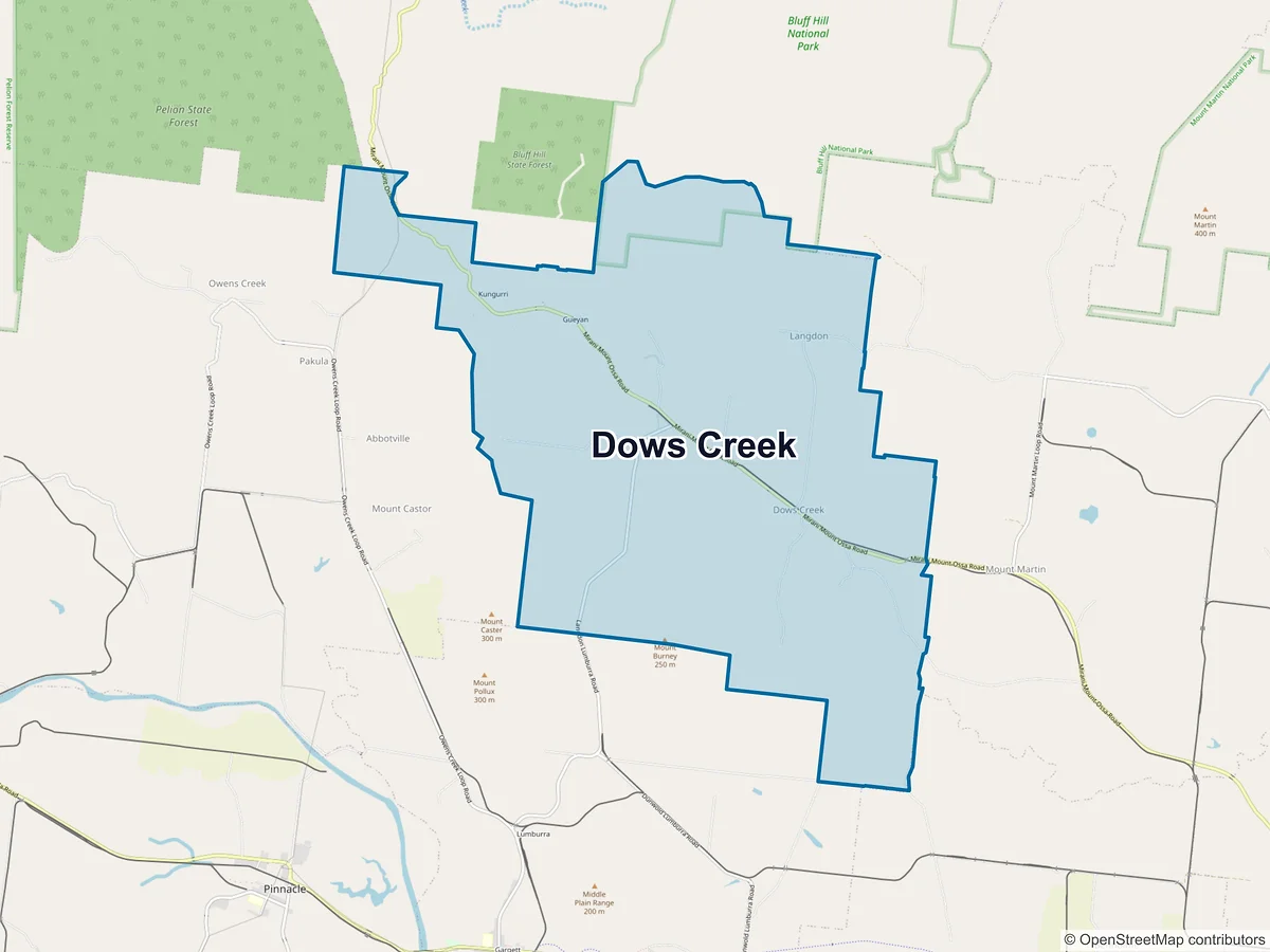Map of Dows Creek, QLD, Australia