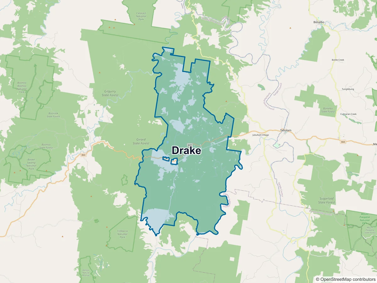 Map of Drake, NSW, Australia