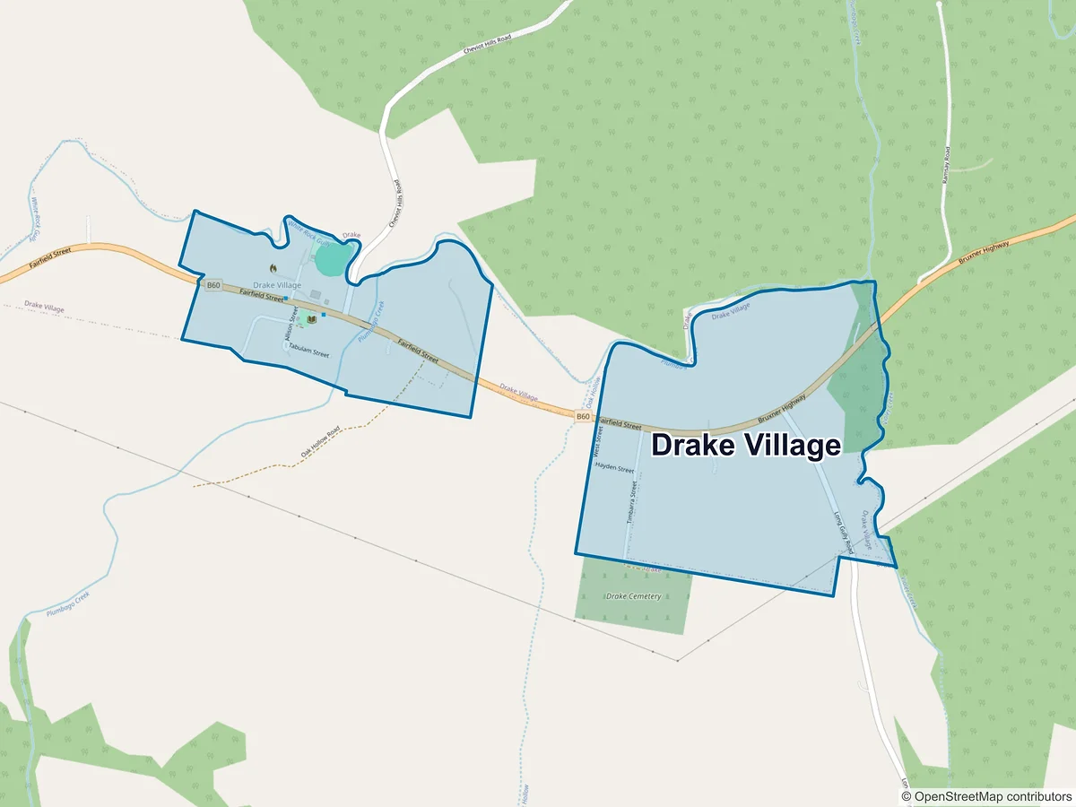 Map of Drake Village, NSW, Australia