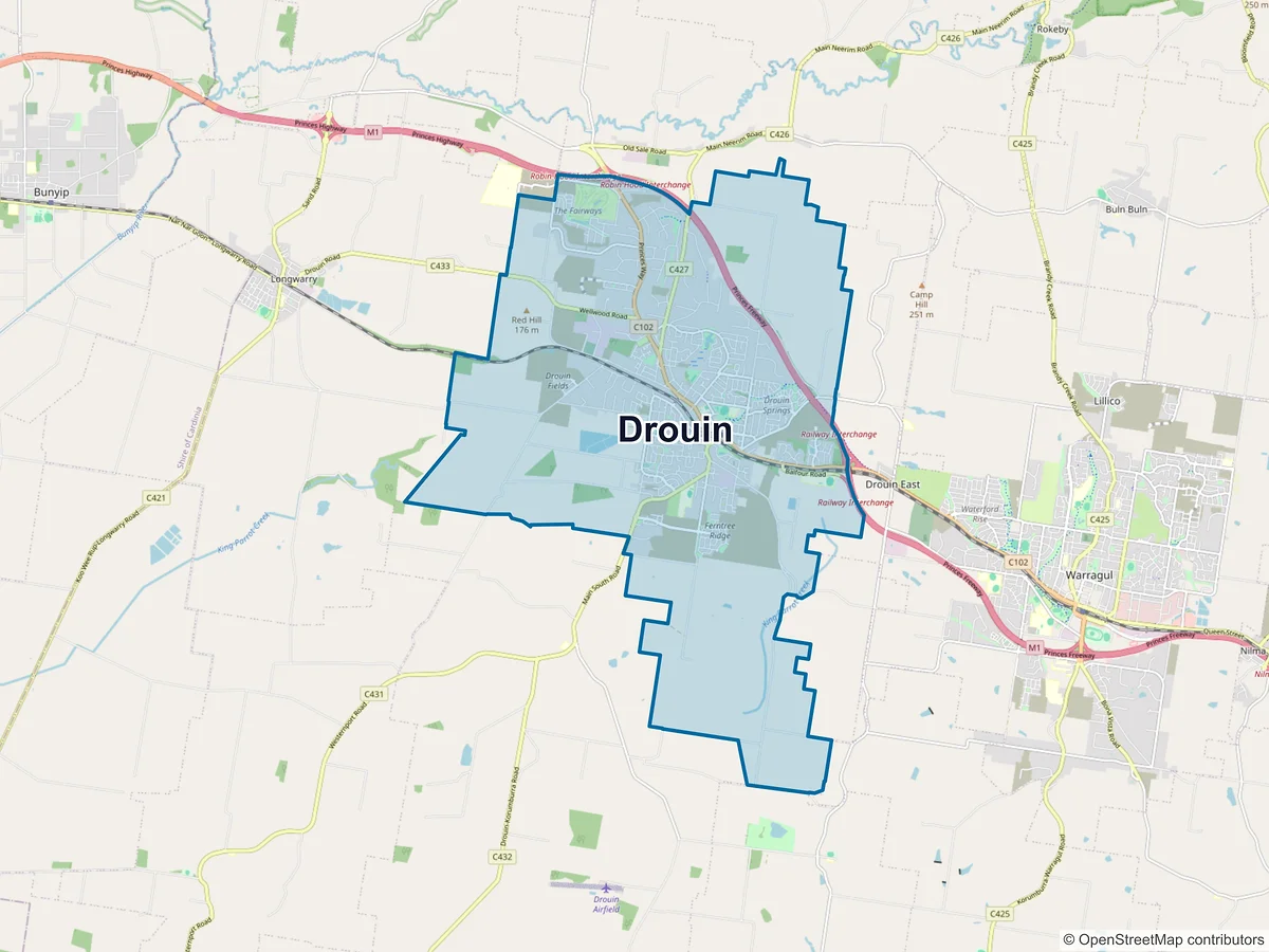 Map of Drouin, VIC, Australia