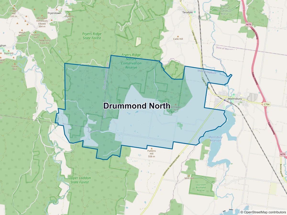 Map of Drummond North, VIC, Australia
