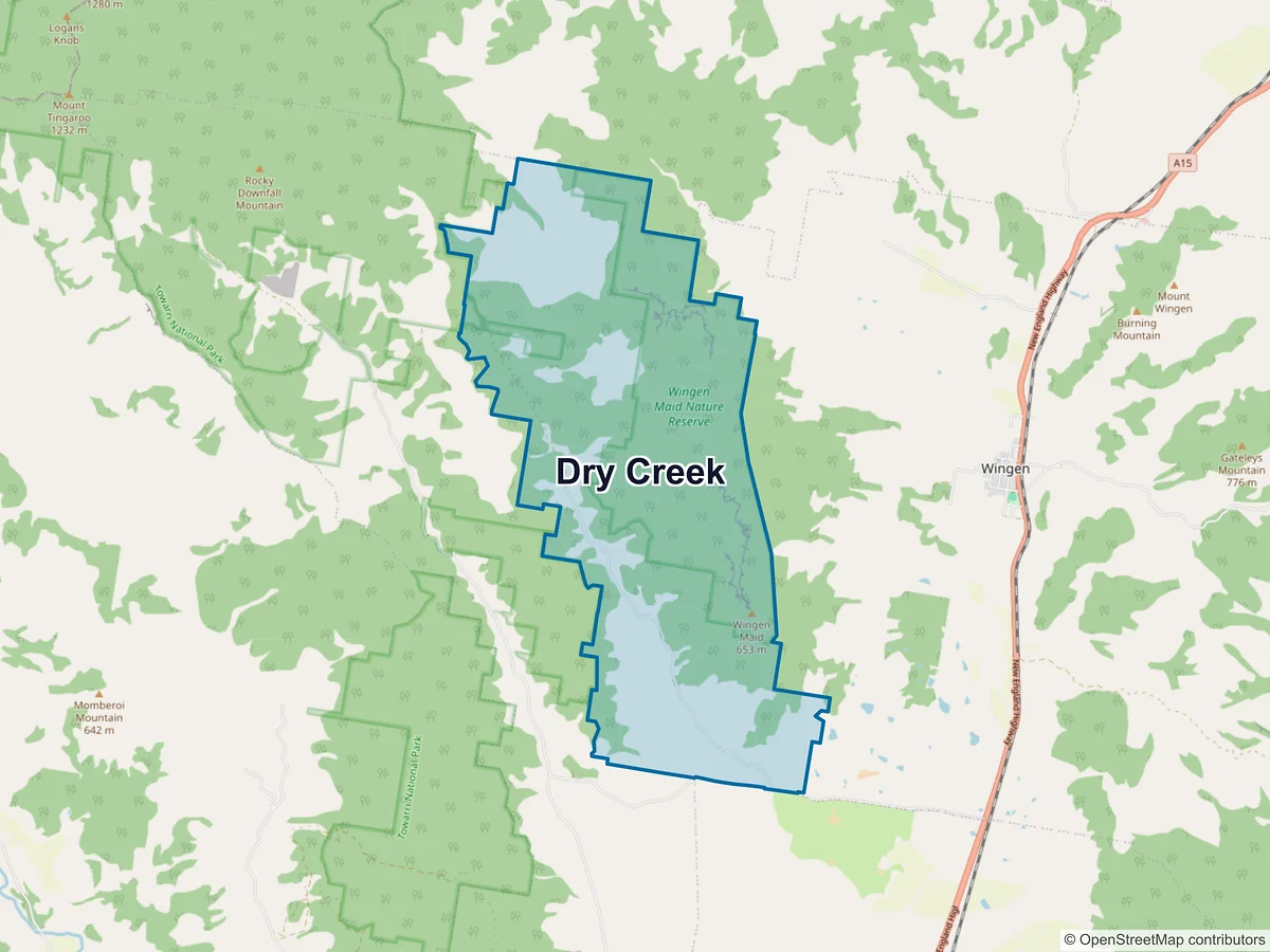 Map of Dry Creek, NSW, Australia