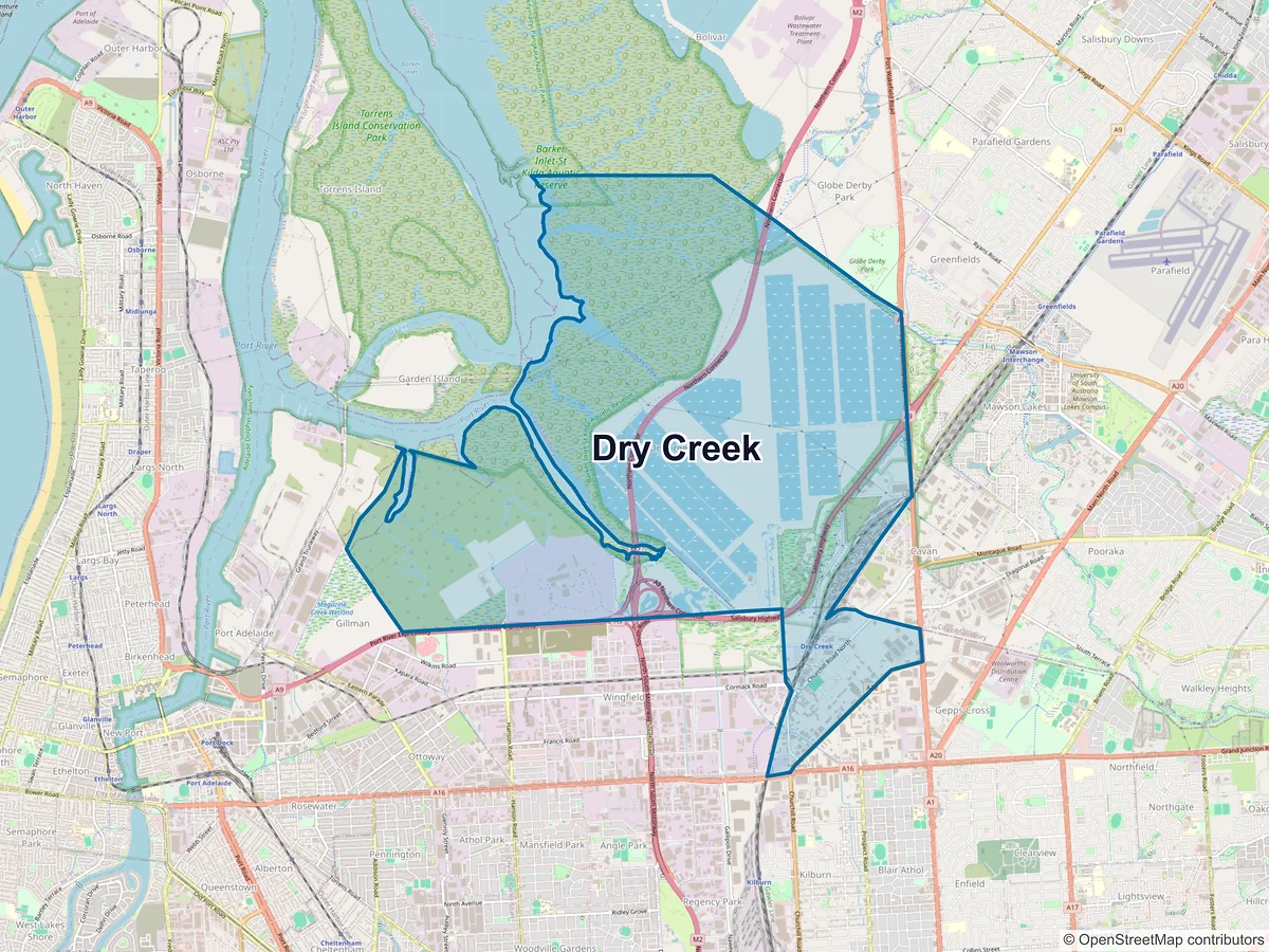 Map of Dry Creek, SA, Australia