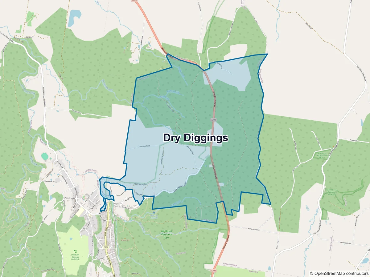 Map of Dry Diggings, VIC, Australia