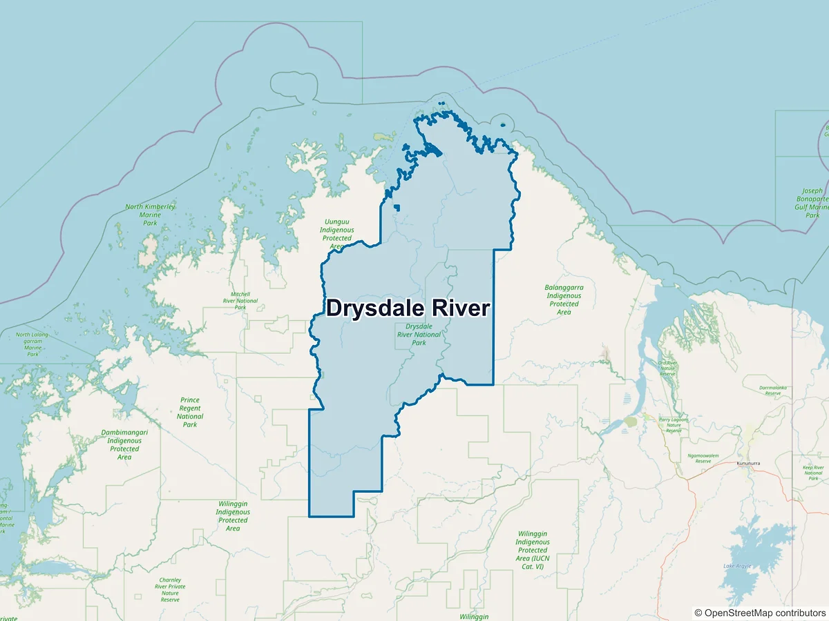 Map of Drysdale River, WA, Australia