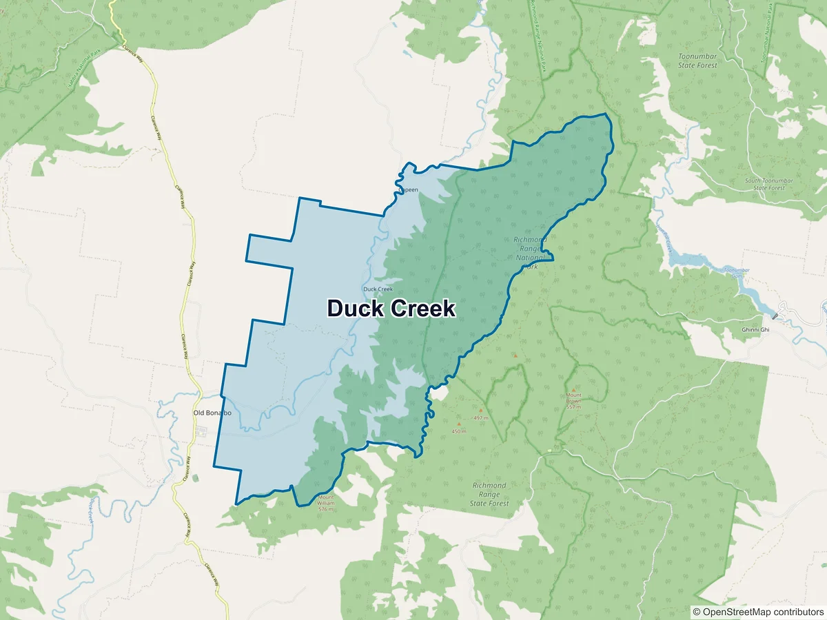 Map of Duck Creek, NSW, Australia