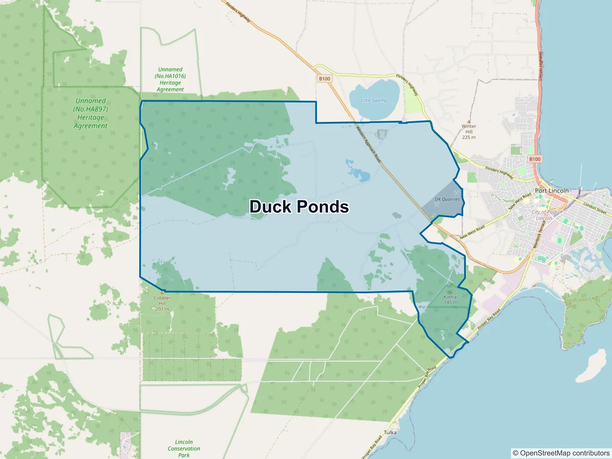Map of Duck Ponds, SA, Australia