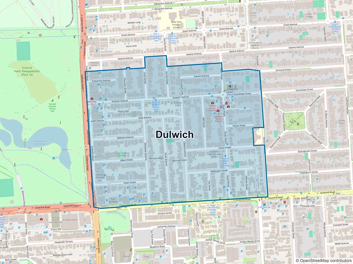 Map of Dulwich, SA, Australia