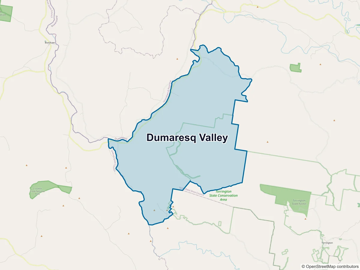 Map of Dumaresq Valley, NSW, Australia