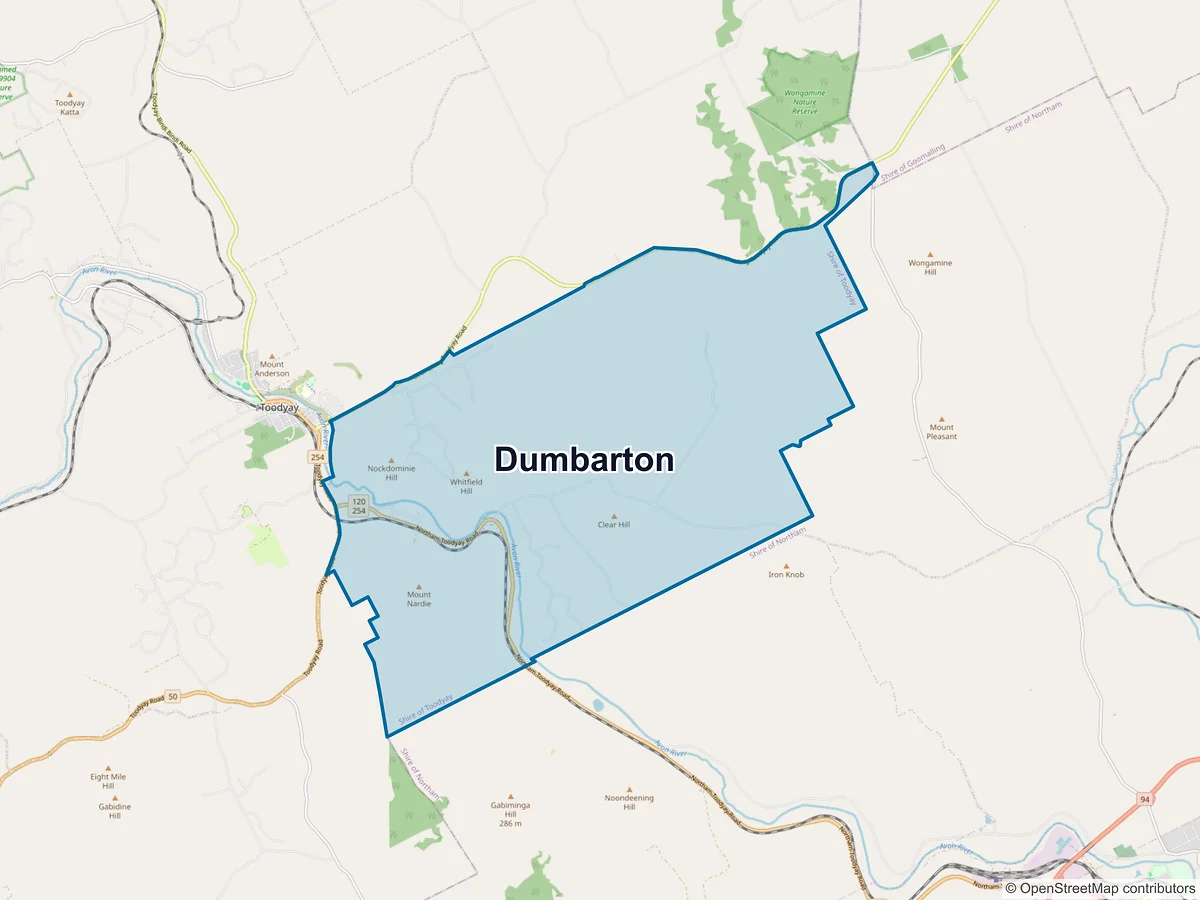 Map of Dumbarton, WA, Australia