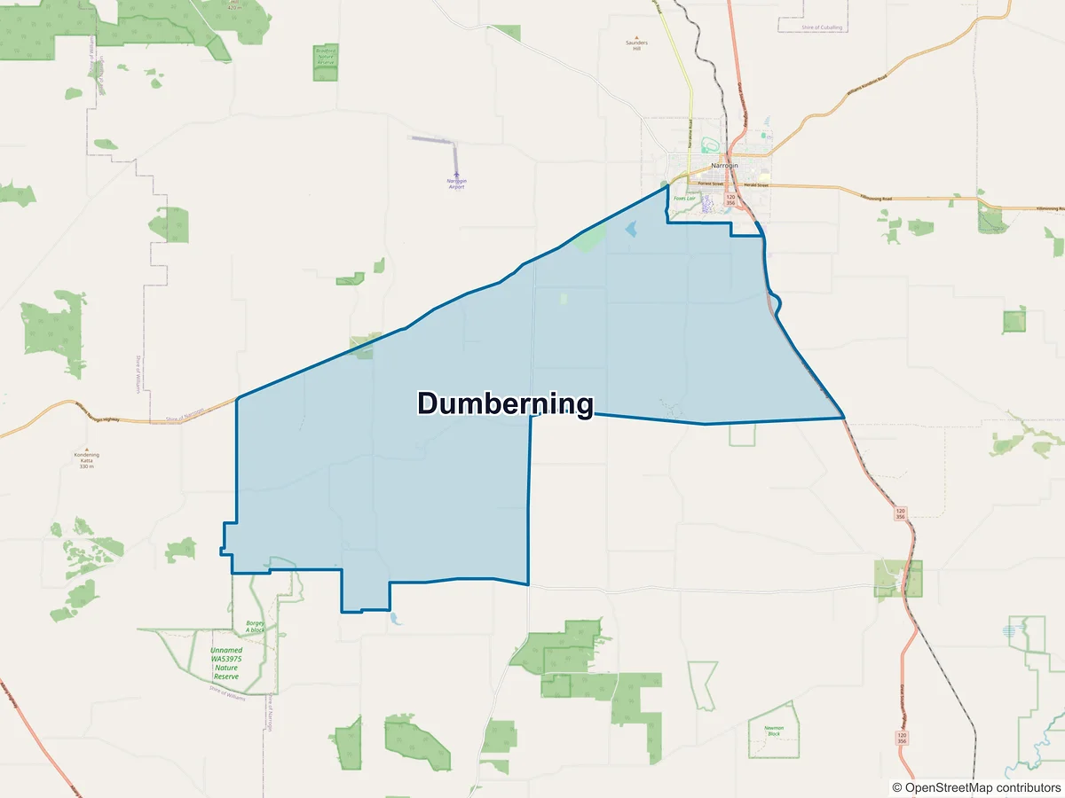 Map of Dumberning, WA, Australia