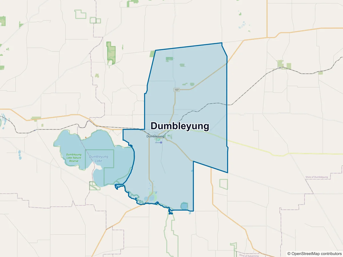 Map of Dumbleyung, WA, Australia