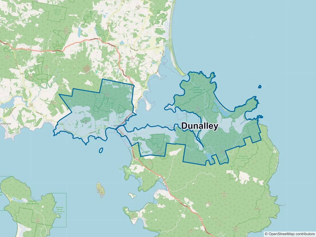 Map of Dunalley, TAS, Australia