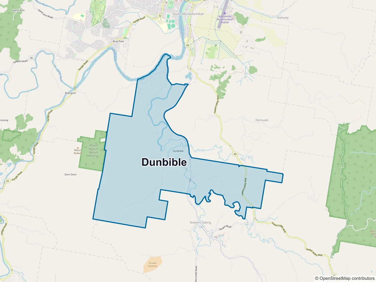 Map of Dunbible, NSW, Australia