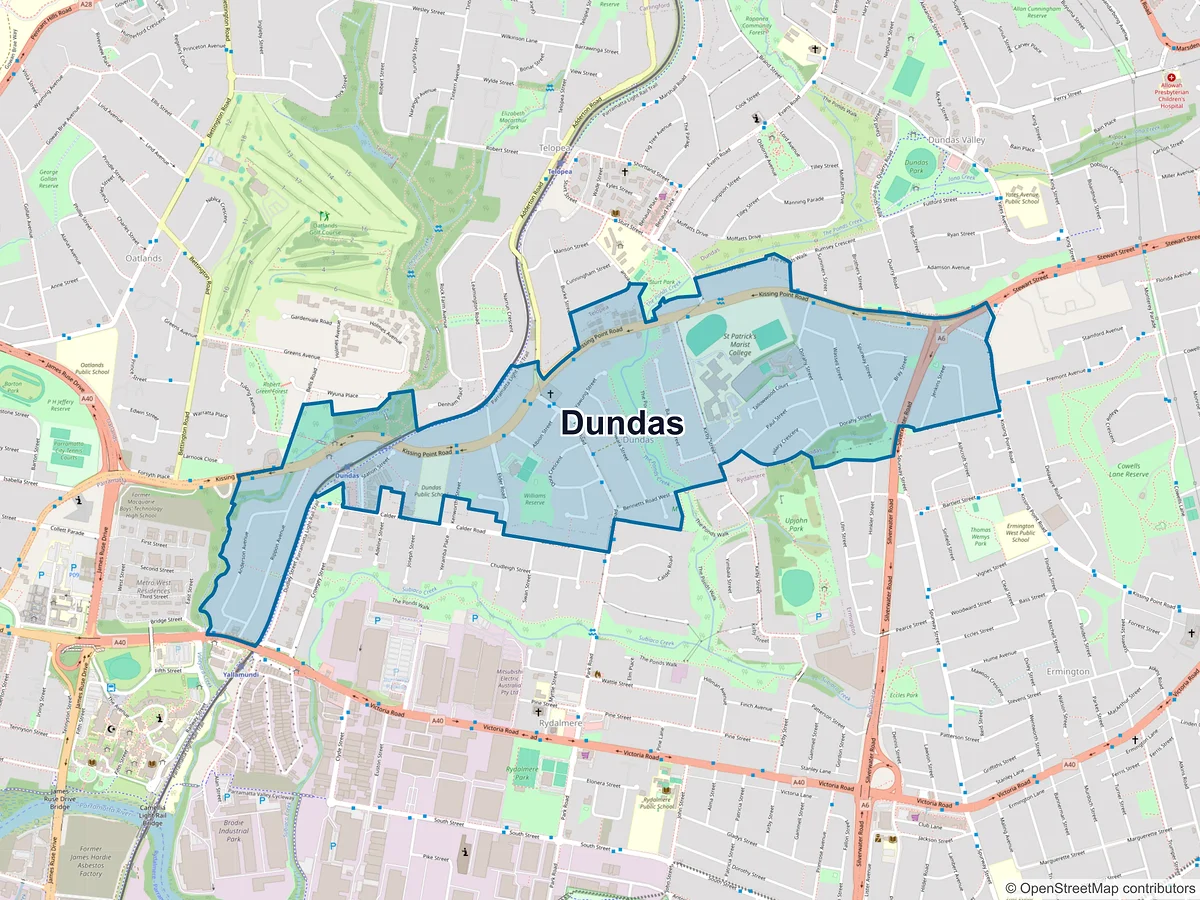Map of Dundas, NSW, Australia