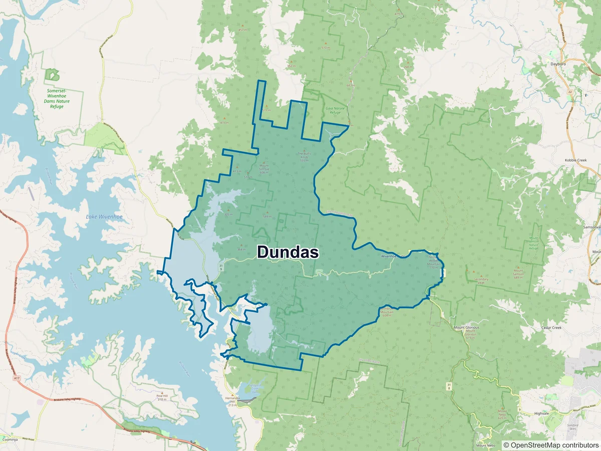 Map of Dundas, QLD, Australia