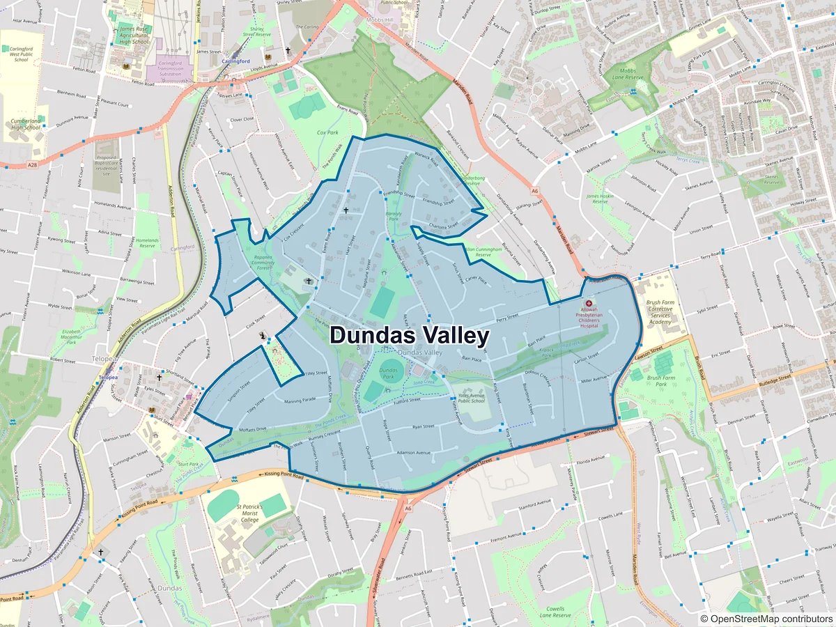Map of Dundas Valley, NSW, Australia