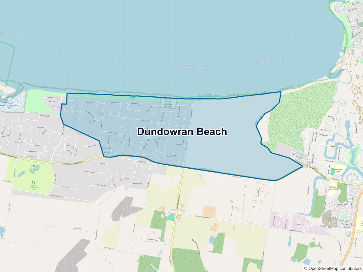 Map of Dundowran Beach, QLD, Australia