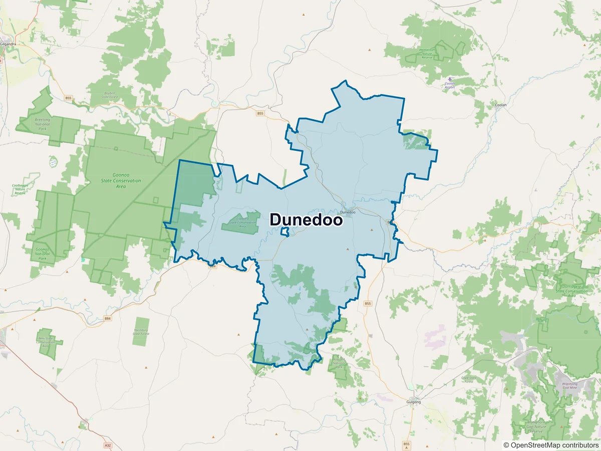 Map of Dunedoo, NSW, Australia