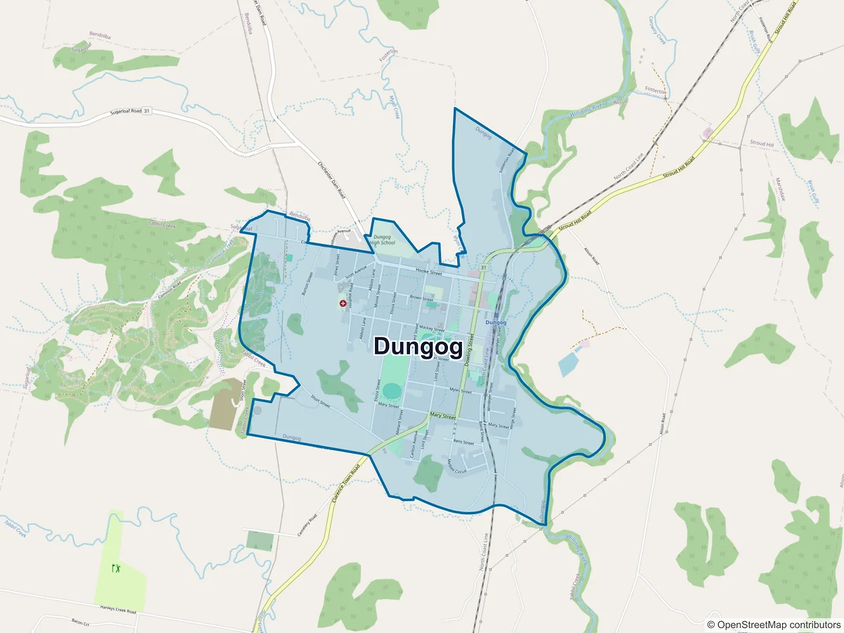 Map of Dungog, NSW, Australia