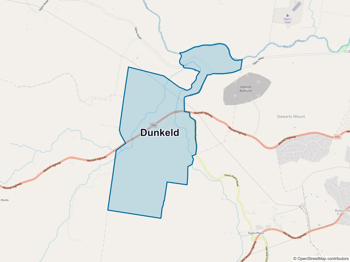Map of Dunkeld, NSW, Australia