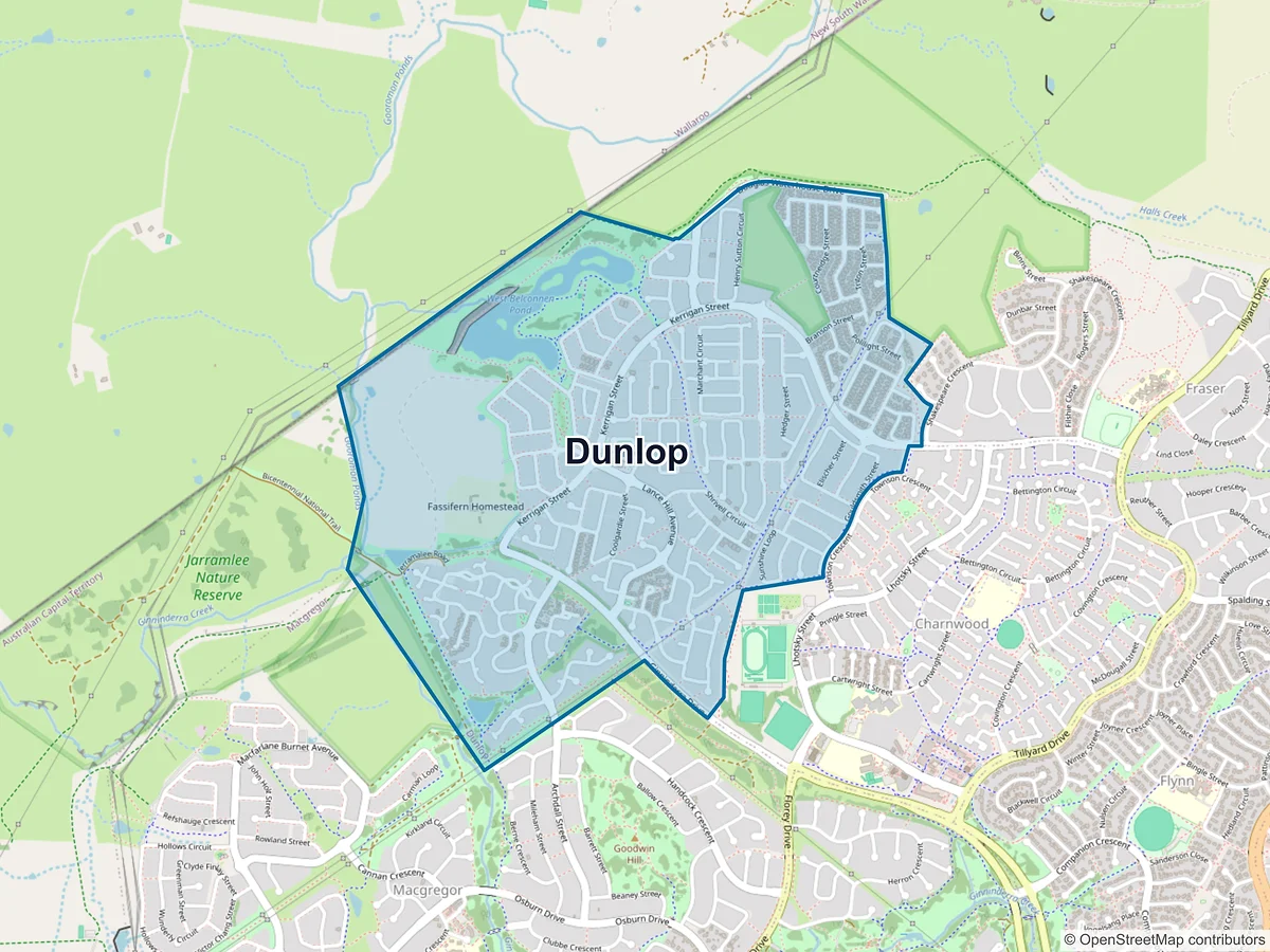 Map of Dunlop, ACT, Australia