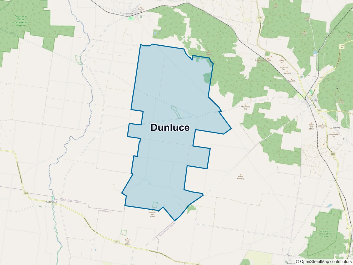 Map of Dunluce, VIC, Australia