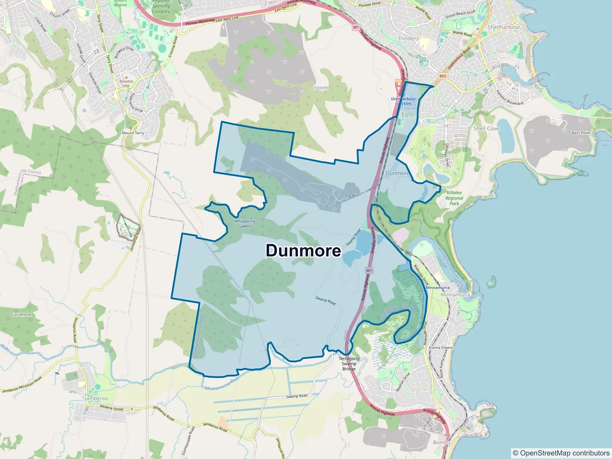 Map of Dunmore, NSW, Australia