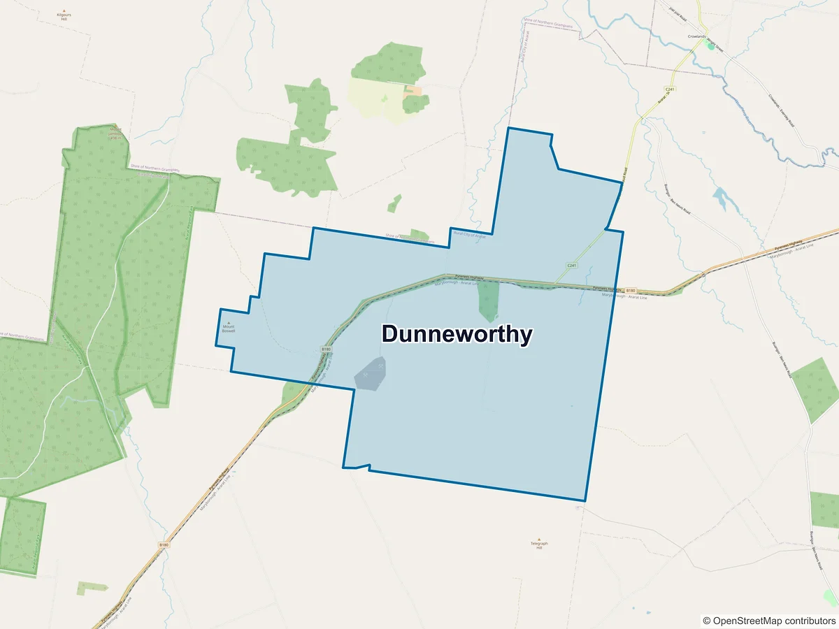 Map of Dunneworthy, VIC, Australia
