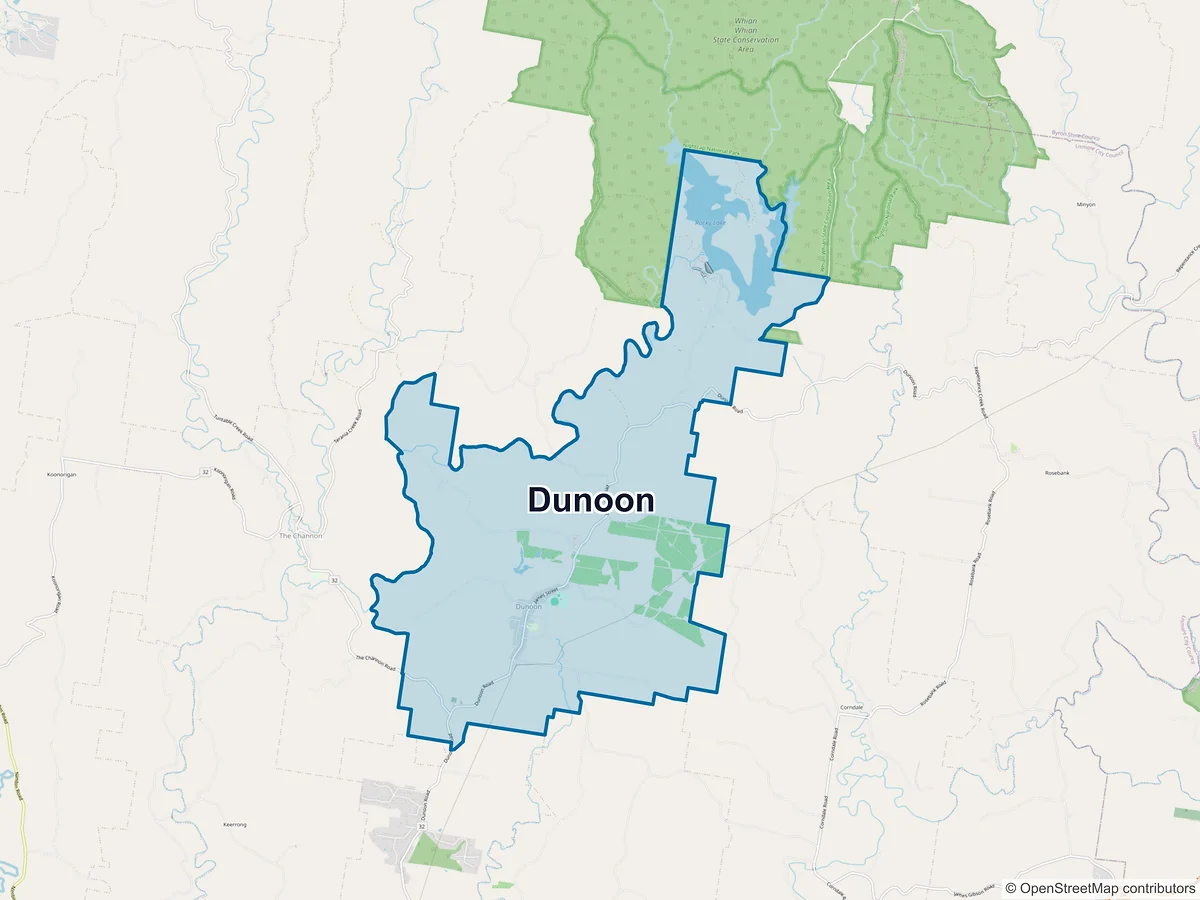 Map of Dunoon, NSW, Australia