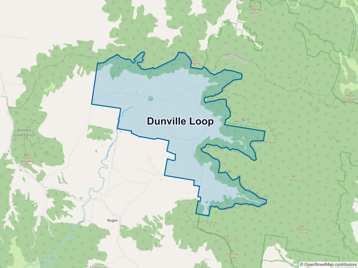 Map of Dunville Loop, NSW, Australia