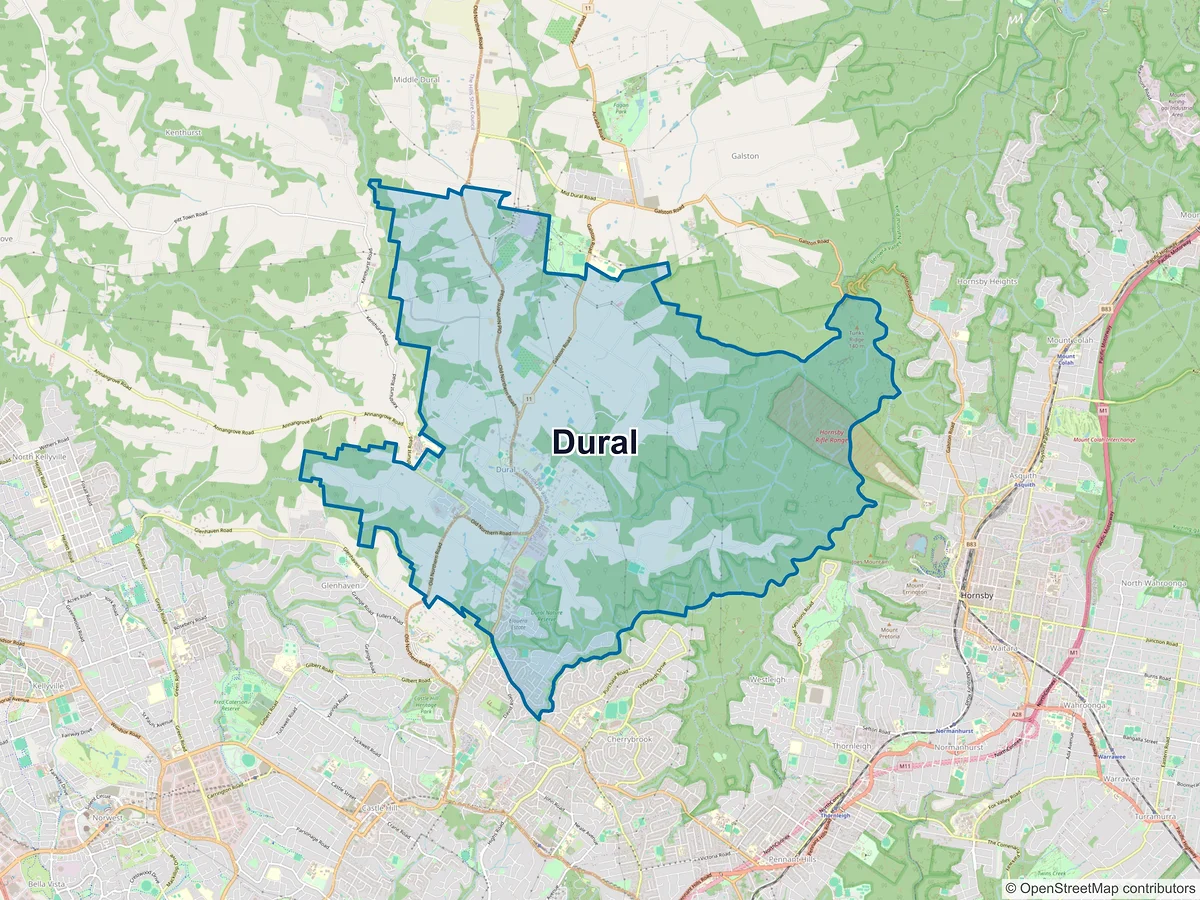 Map of Dural, NSW, Australia