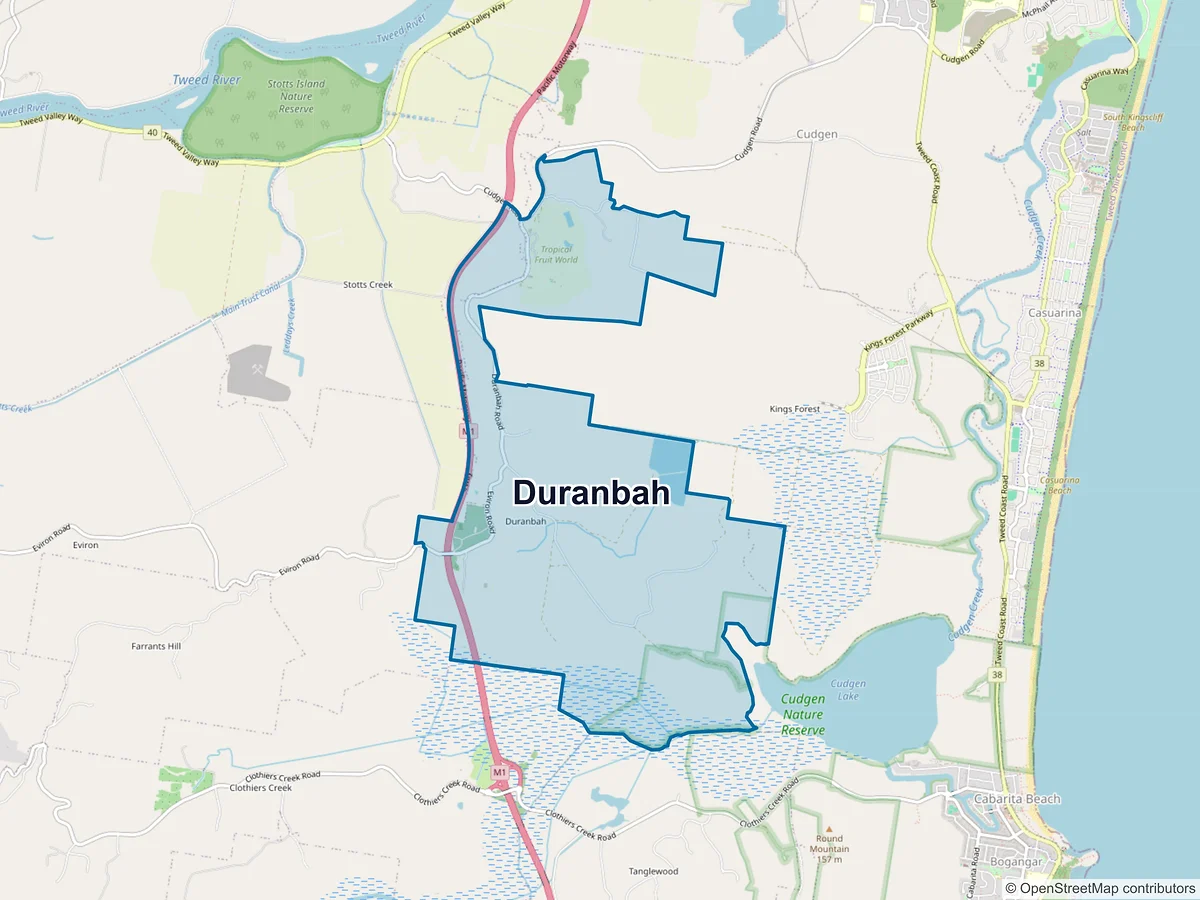 Map of Duranbah, NSW, Australia