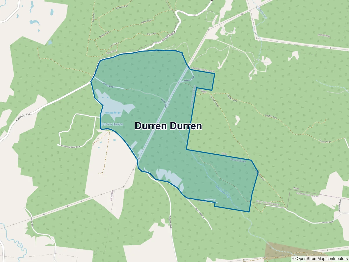 Map of Durren Durren, NSW, Australia