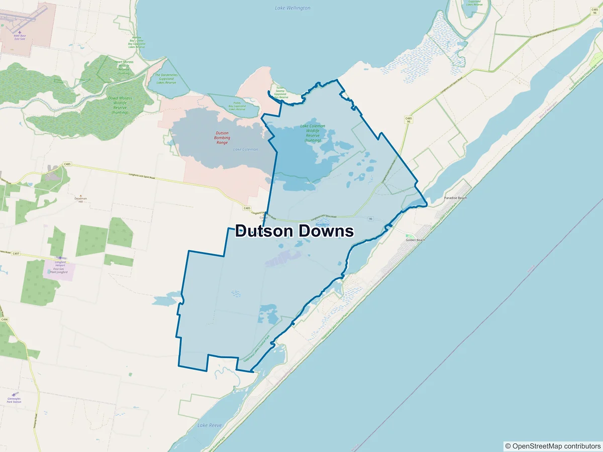 Map of Dutson Downs, VIC, Australia