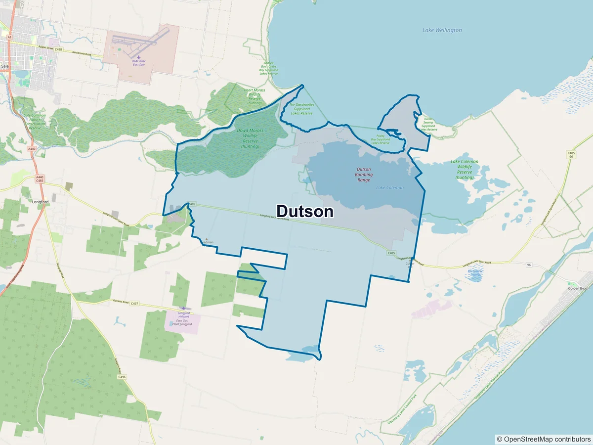 Map of Dutson, VIC, Australia
