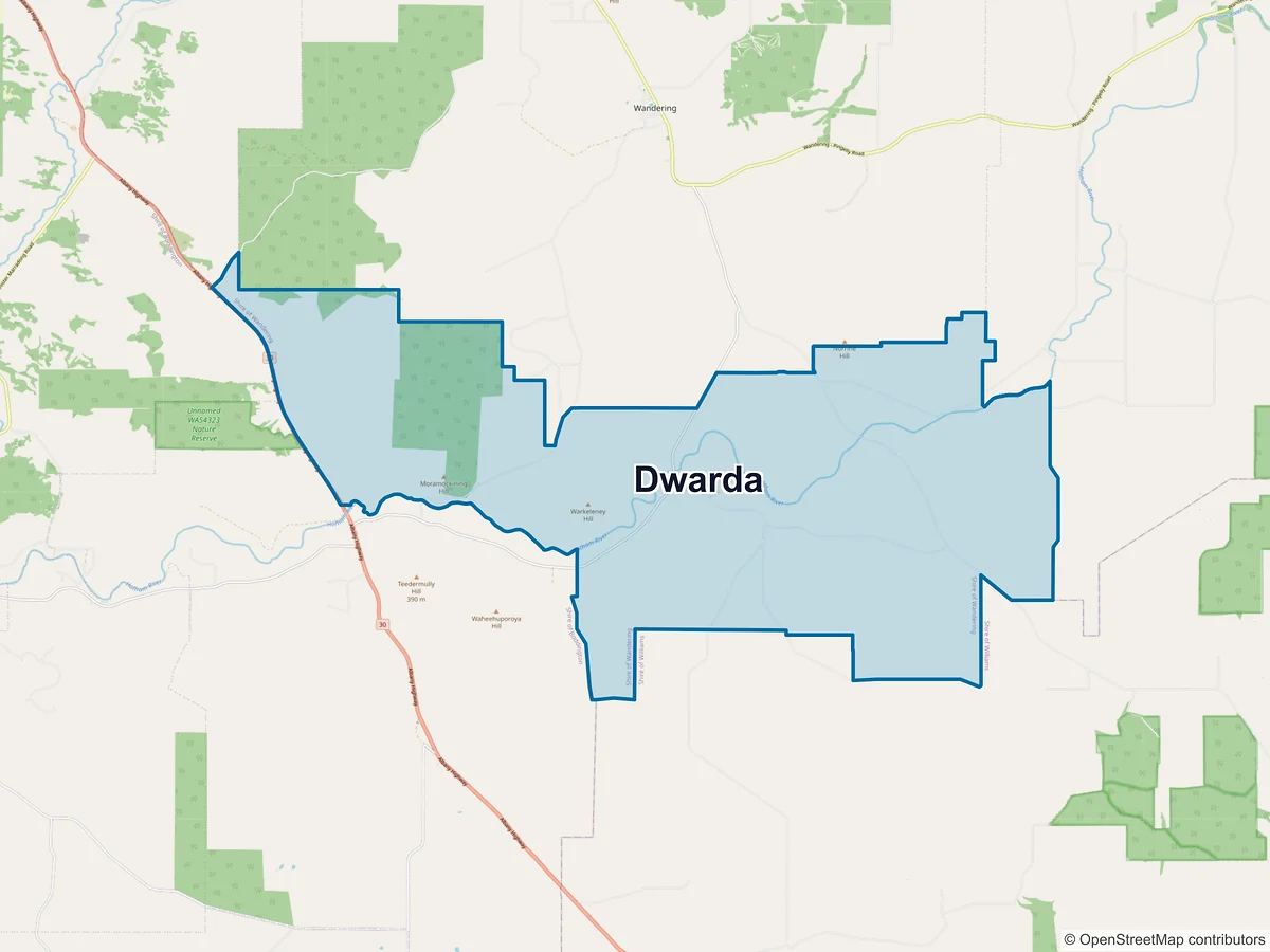 Map of Dwarda, WA, Australia