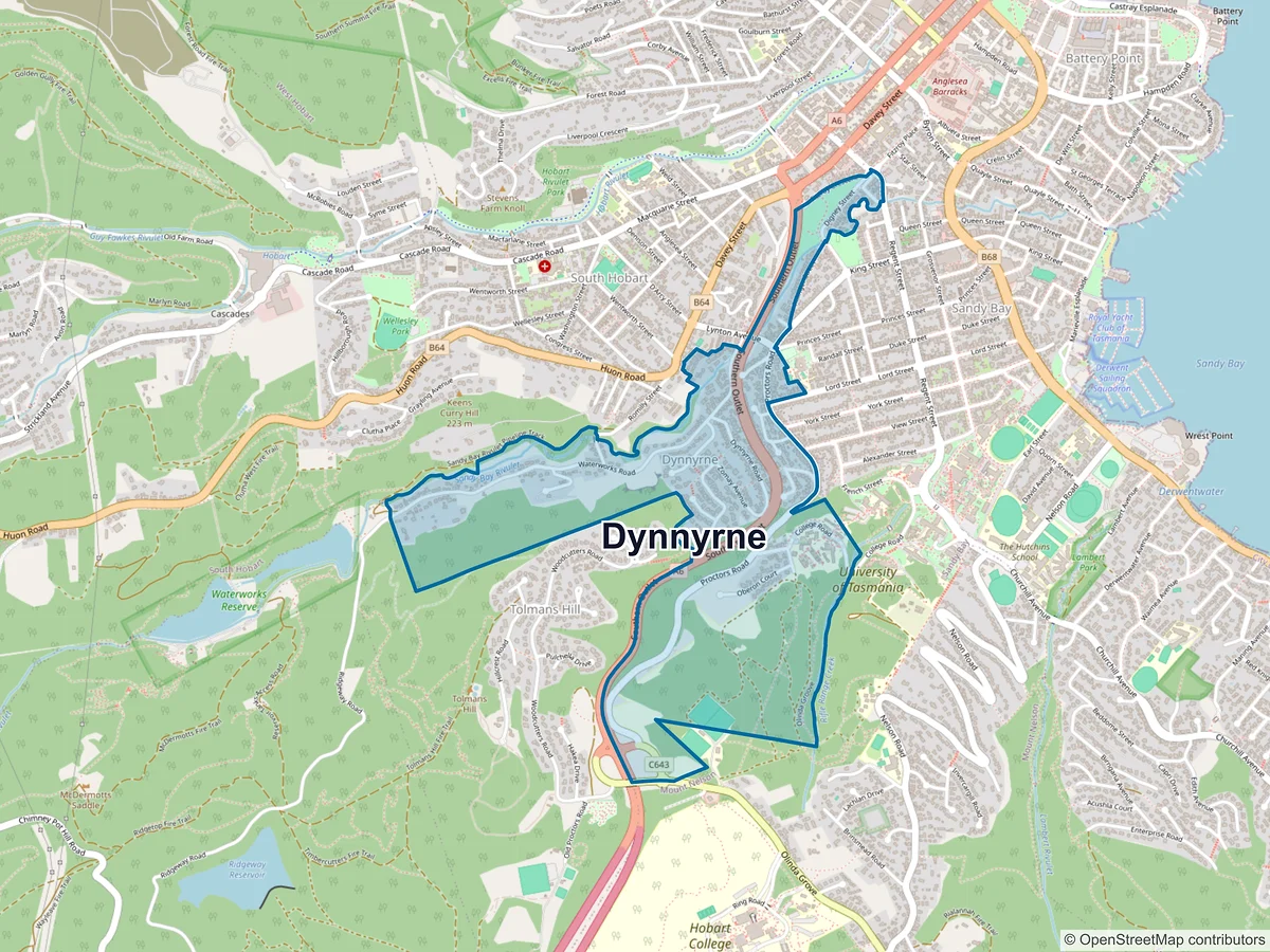 Map of Dynnyrne, TAS, Australia