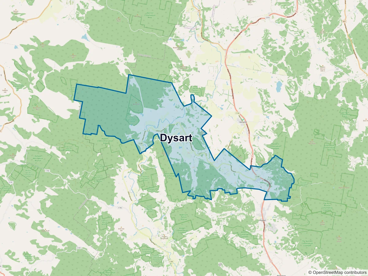 Map of Dysart, TAS, Australia
