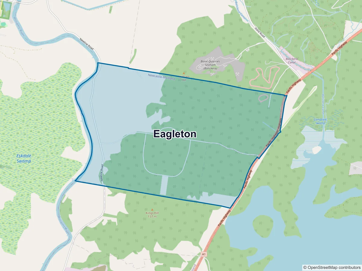 Map of Eagleton, NSW, Australia