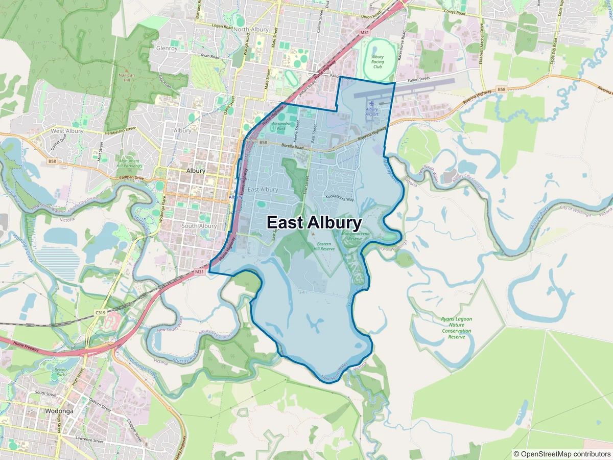 Map of East Albury, NSW, Australia