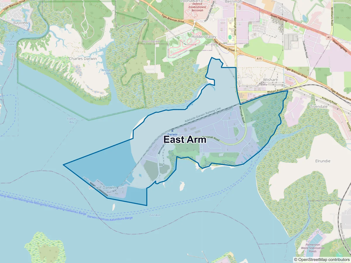 Map of East Arm, NT, Australia