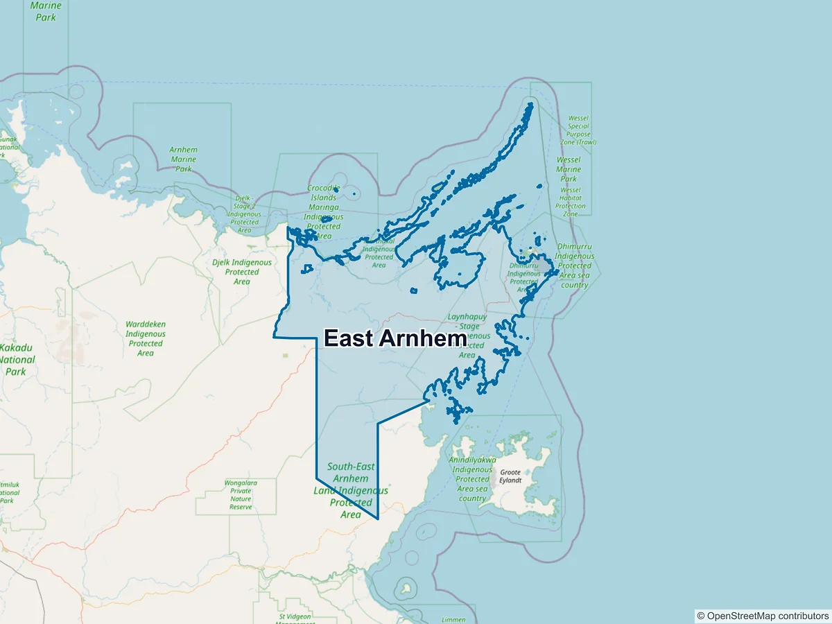 Map of East Arnhem, NT, Australia