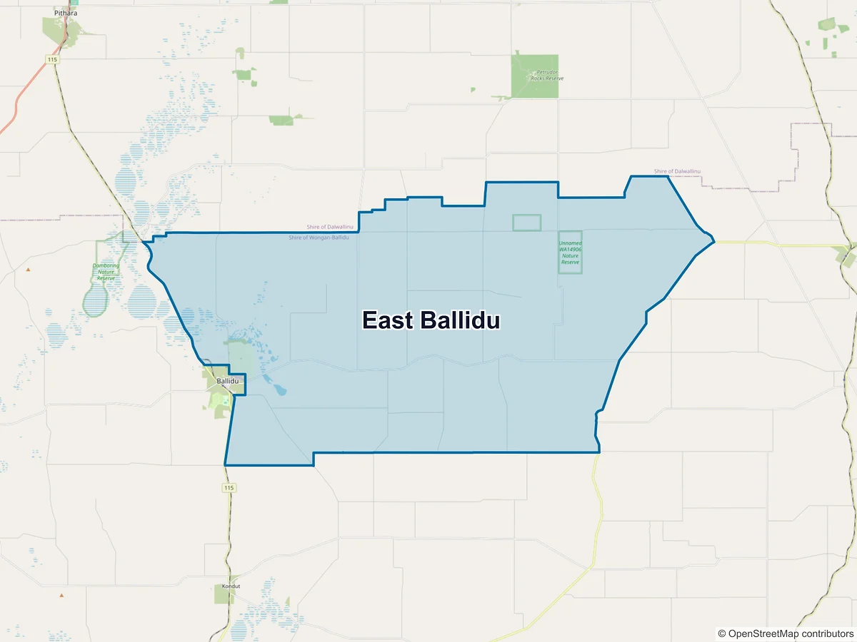 Map of East Ballidu, WA, Australia