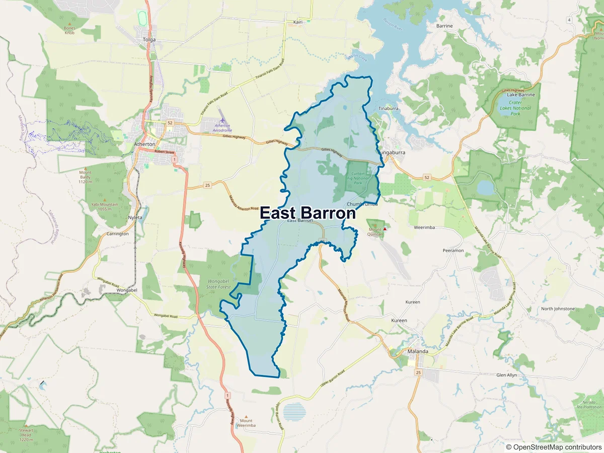Map of East Barron, QLD, Australia
