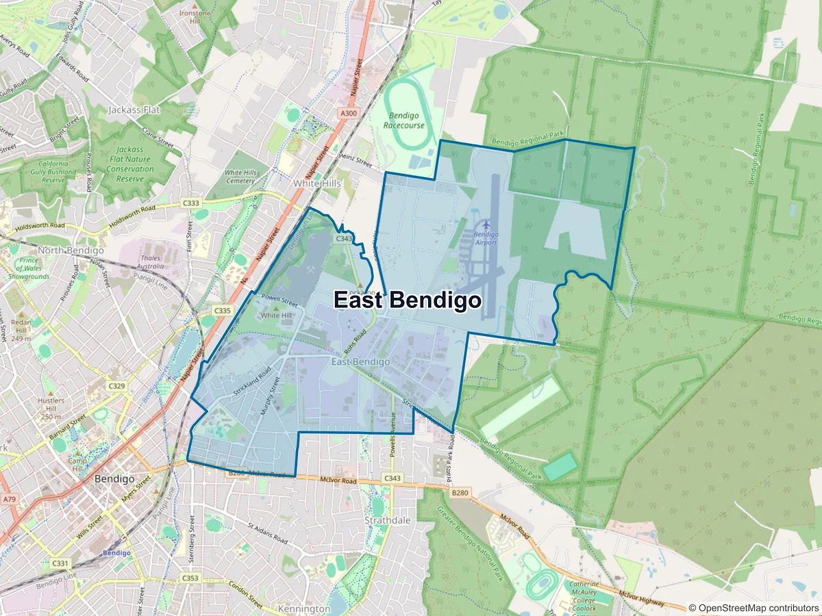 Map of East Bendigo, VIC, Australia